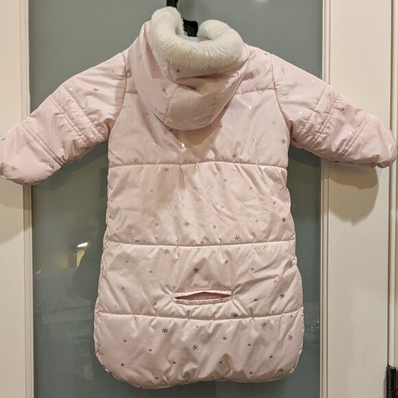 Carter's Padded Baby Bunting Size 0-6 Months - Pale Pink with Silver Stars - Picture 2 of 6